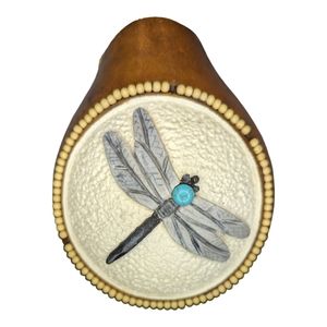 Dragonfly turquoise decorative gourd.